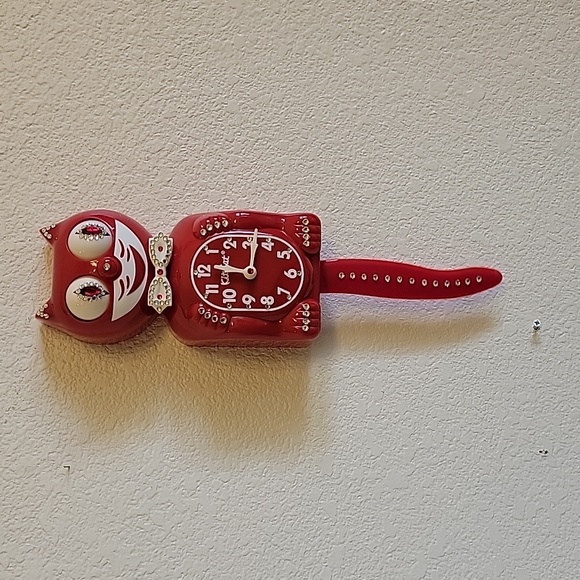 Jeweled Scarlet Red Kit-Cat Klock clock SUPER RARE - Picture 1 of 6